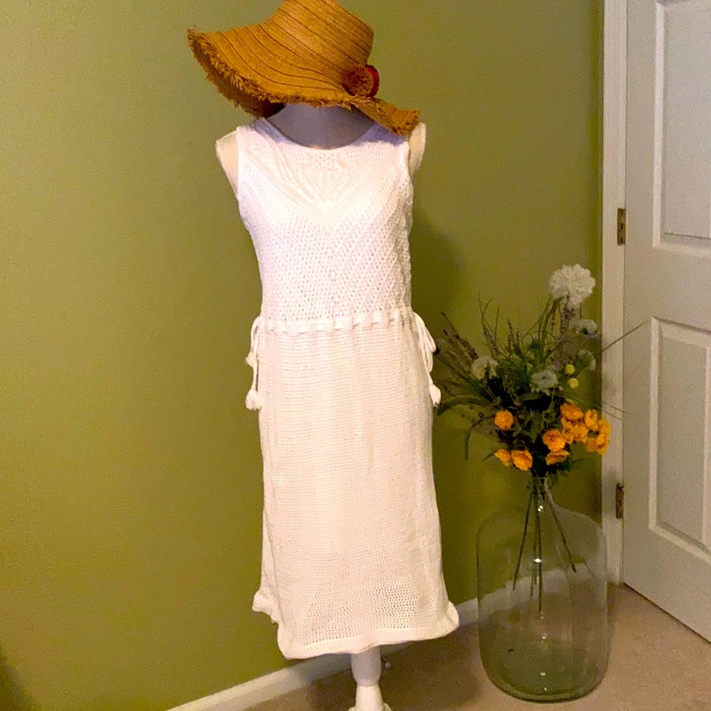 J Jill white crochet dress, size Small